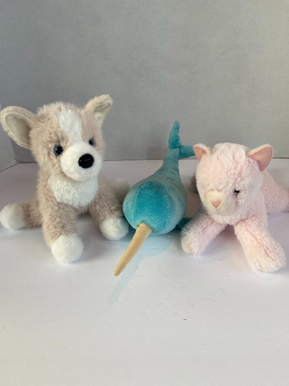 Douglas Cuddle 3 Mini Plush Toys, Spike the Narwhal, Cadie Cat and pookie Pomski